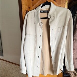 Zara Off-White Overshirt with Pockets